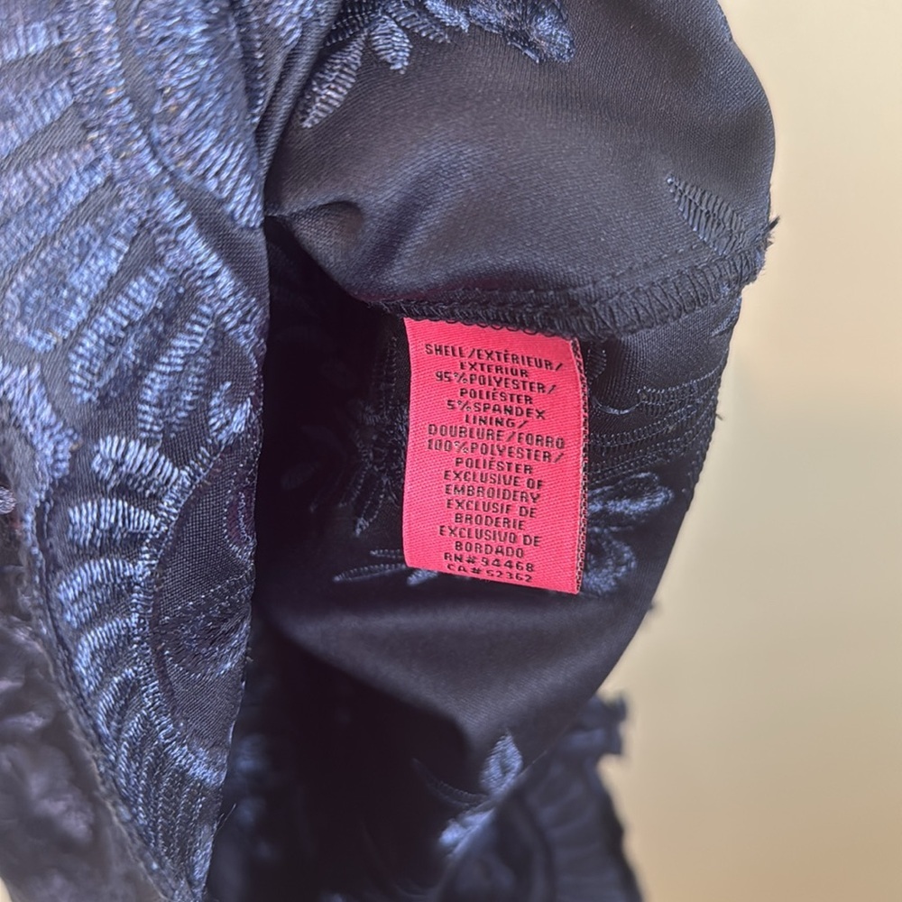 Betsey Johnson Women's Navy Blue Scuba Crepe Embroidered Midi Dress Size 8 - Picture 7 of 10